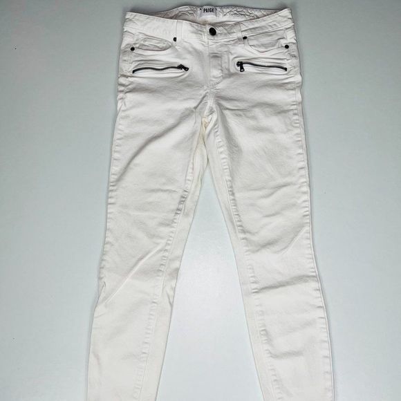 Paige White Indio Zip Skinny Jeans Sz 27 - Picture 2 of 9